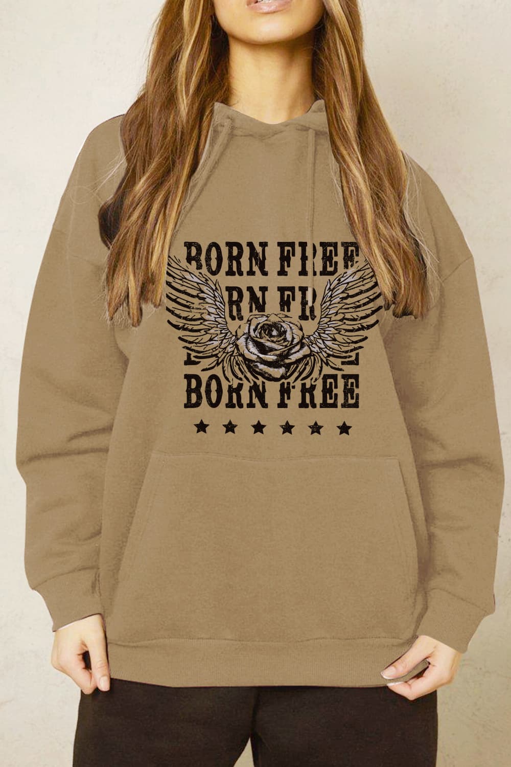 Simply Love Simply Love Full Size BORN FREE Graphic Hoodie Trendsi