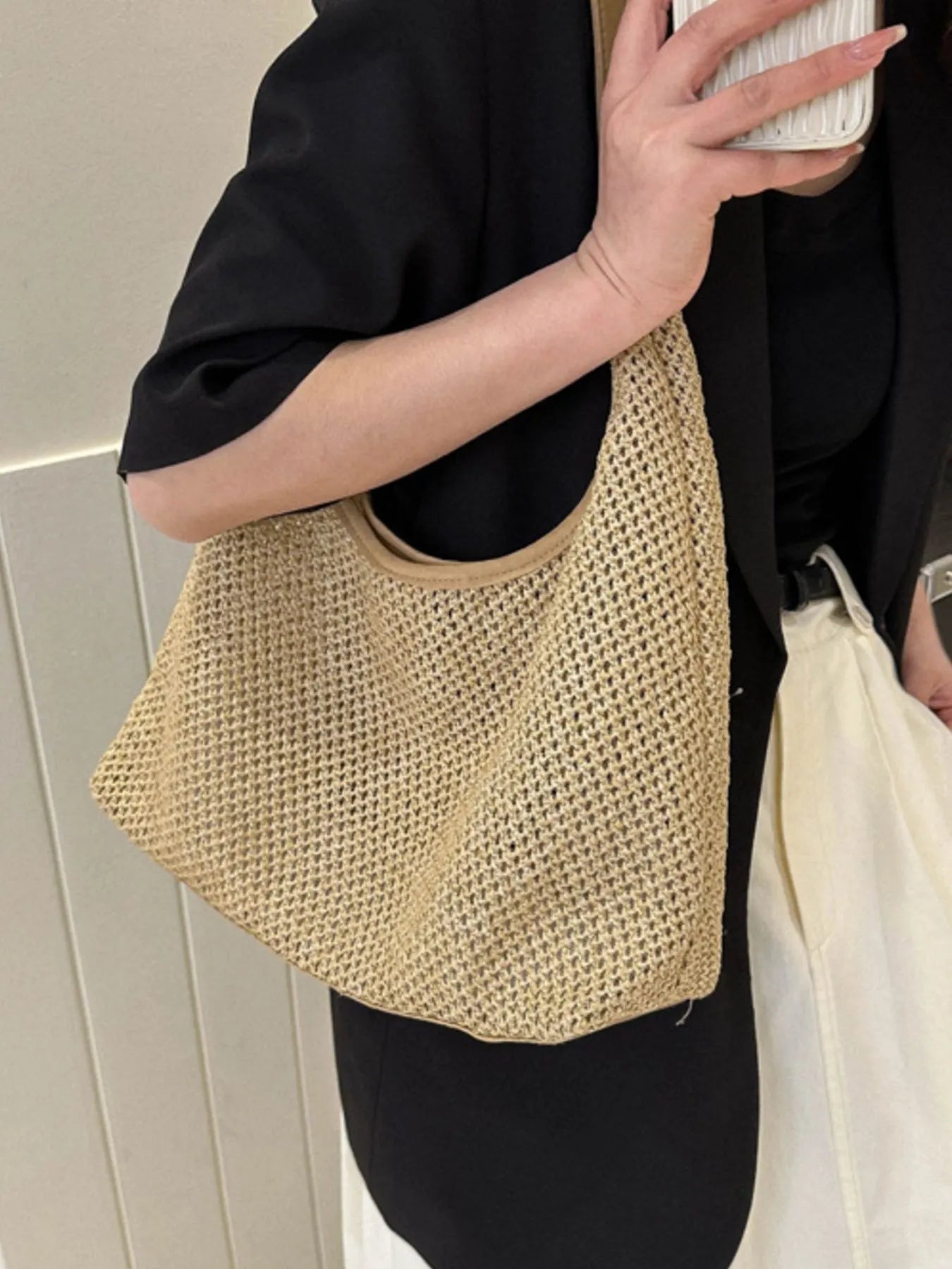 Woven Straw Shoulder Bag Trendsi