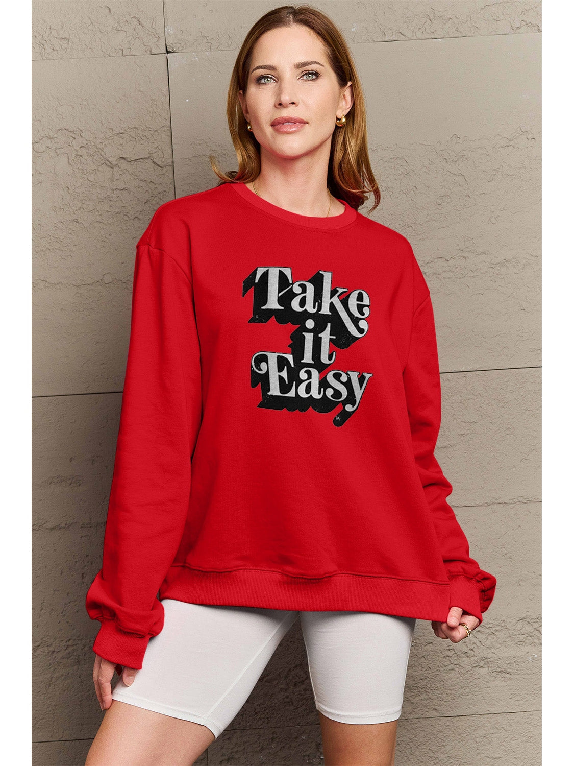 Simply Love Full Size TAKE IT EASY Graphic Sweatshirt NicholesGifts