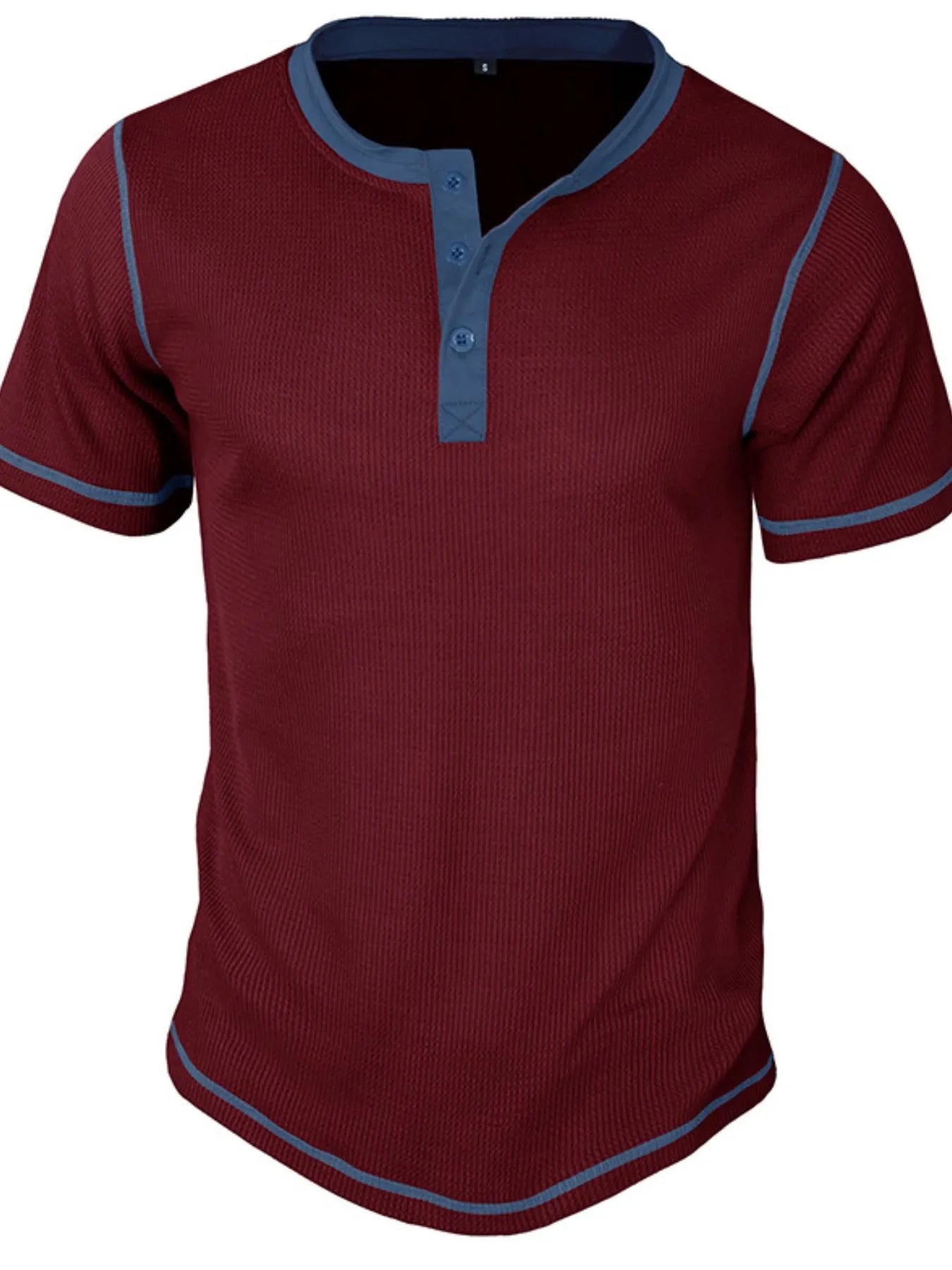 Men's Full Size Contrast Stitch Henley Polo Shirt Plus Size