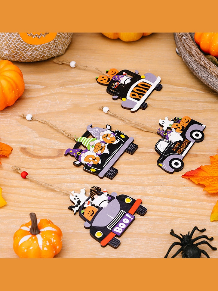 4-Piece Halloween Element Car-Shape Hanging Widgets