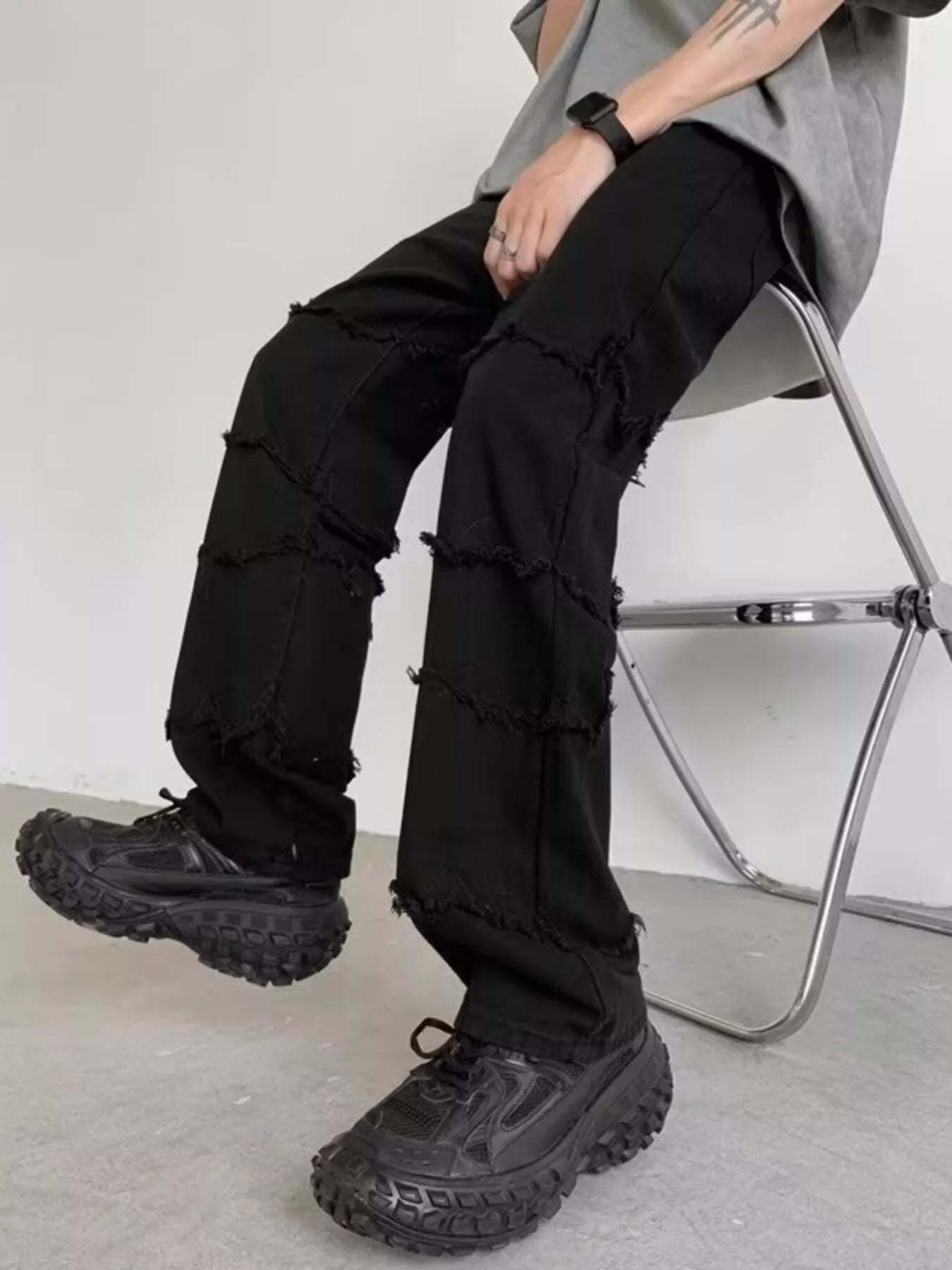 Men's Full Size Raw Hem Jeans Plus Size