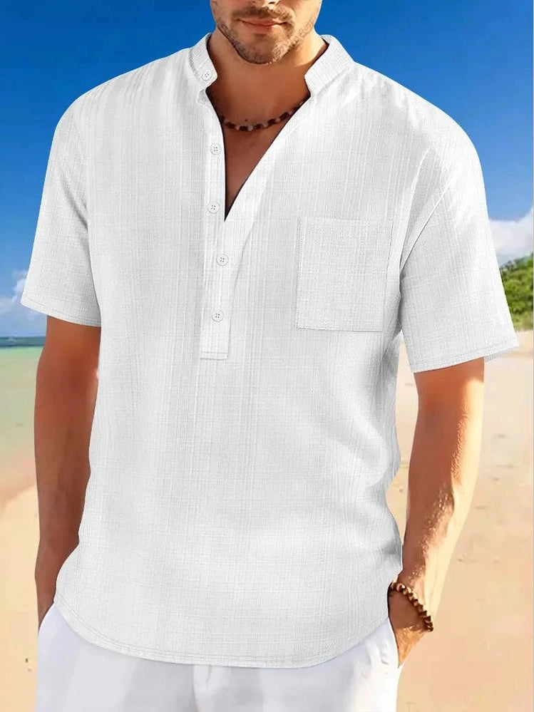Men's Full Size Half Button Short Sleeve Polo Plus Size