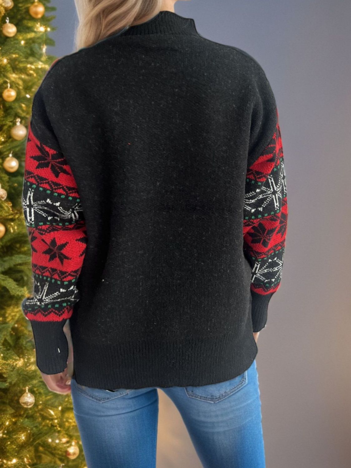 Santa Mock Neck Long Sleeve Sweater NicholesGifts