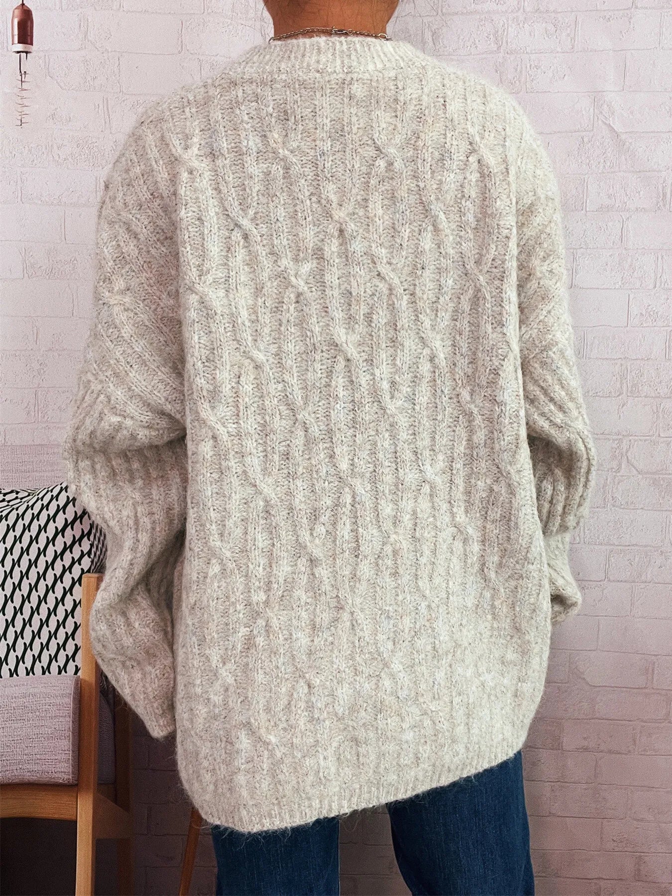 Cable Knit Button-Up Cardigan