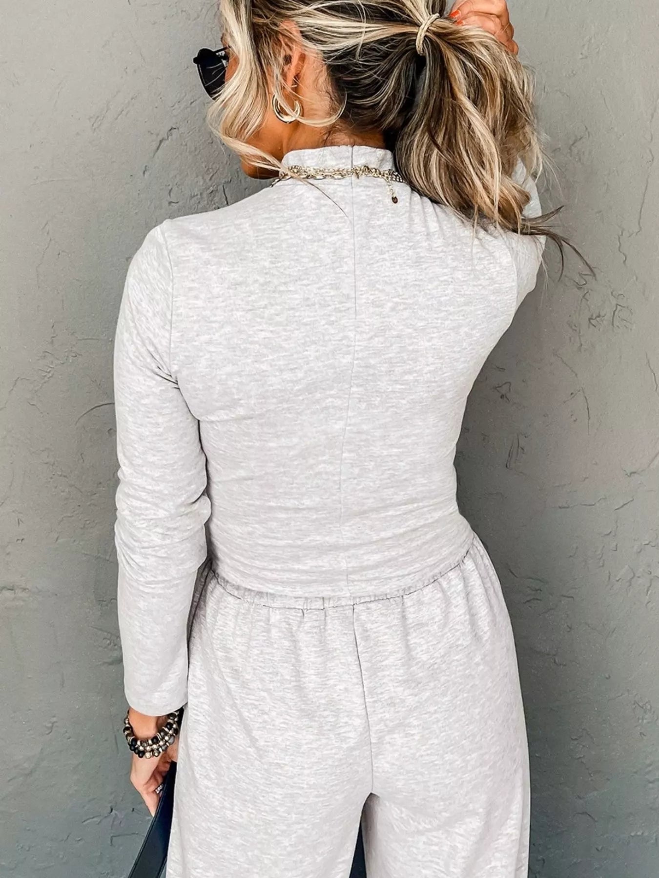Turtleneck Long Sleeve Top and Pants Set nicholesgifts