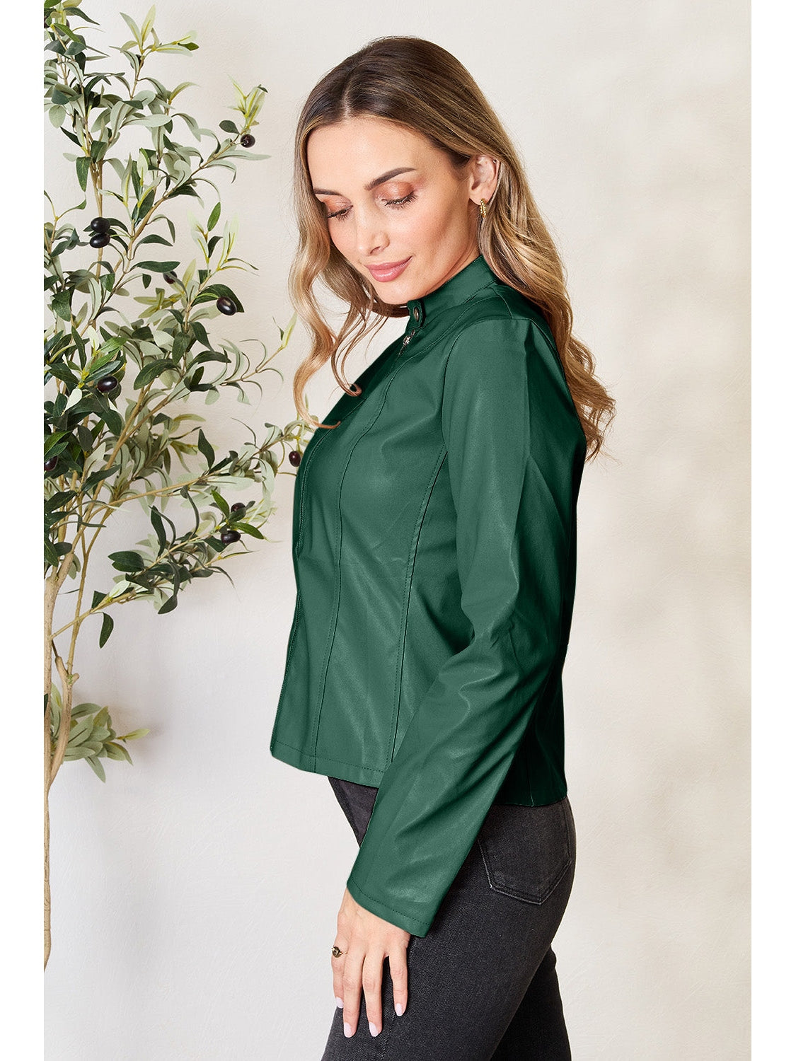 NicholesGifts Women Mock Neck Zip Up Jacket NicholesGifts