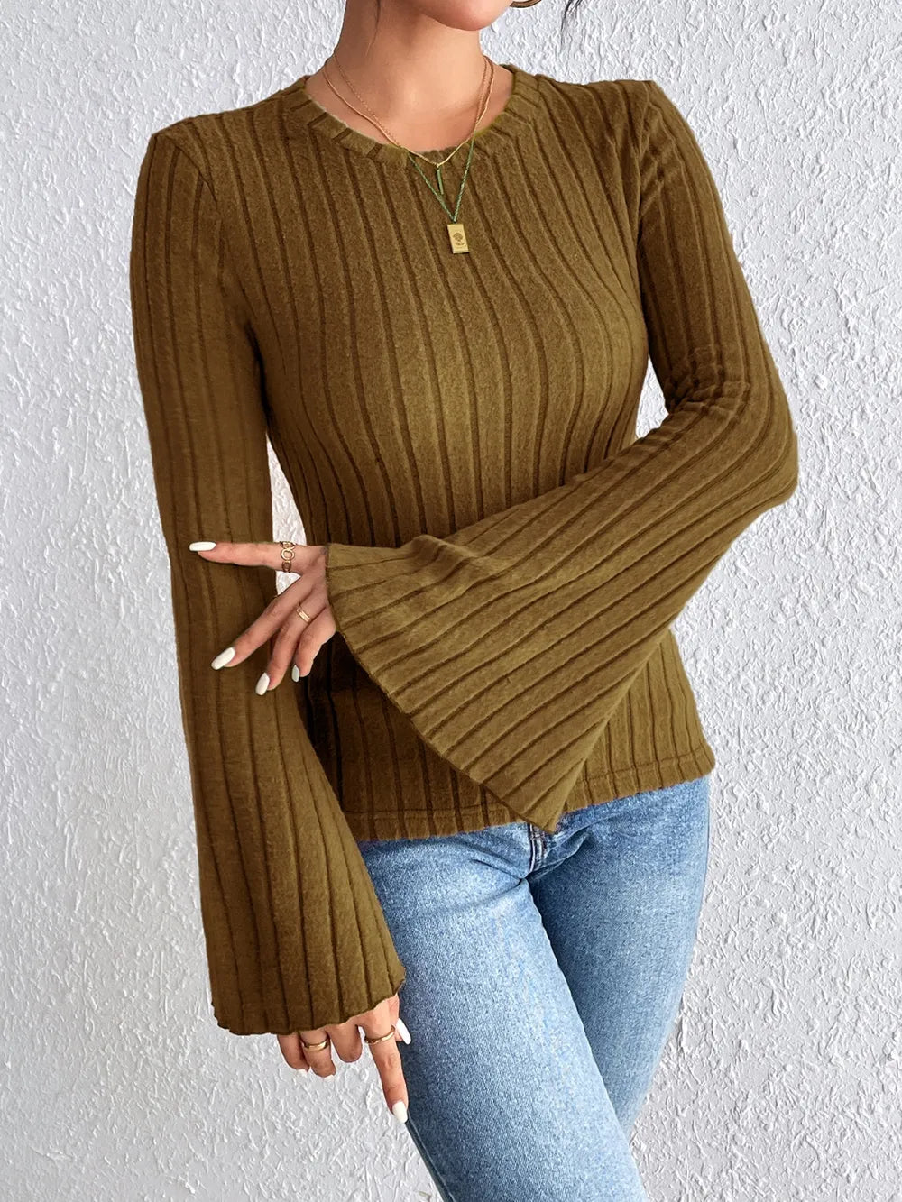 Honey Round Neck Flare Sleeve T-Shirt NicholesGifts