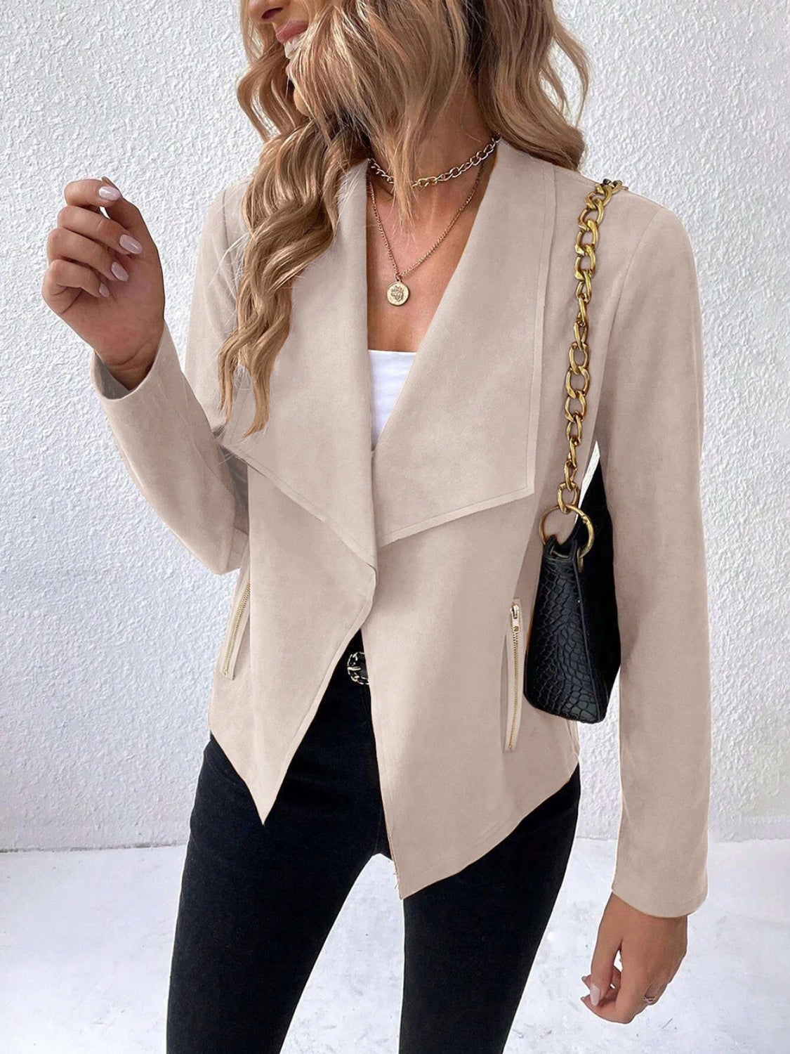 NicholesGifts Women Collared Neck Long Sleeve Jacket NicholesGifts