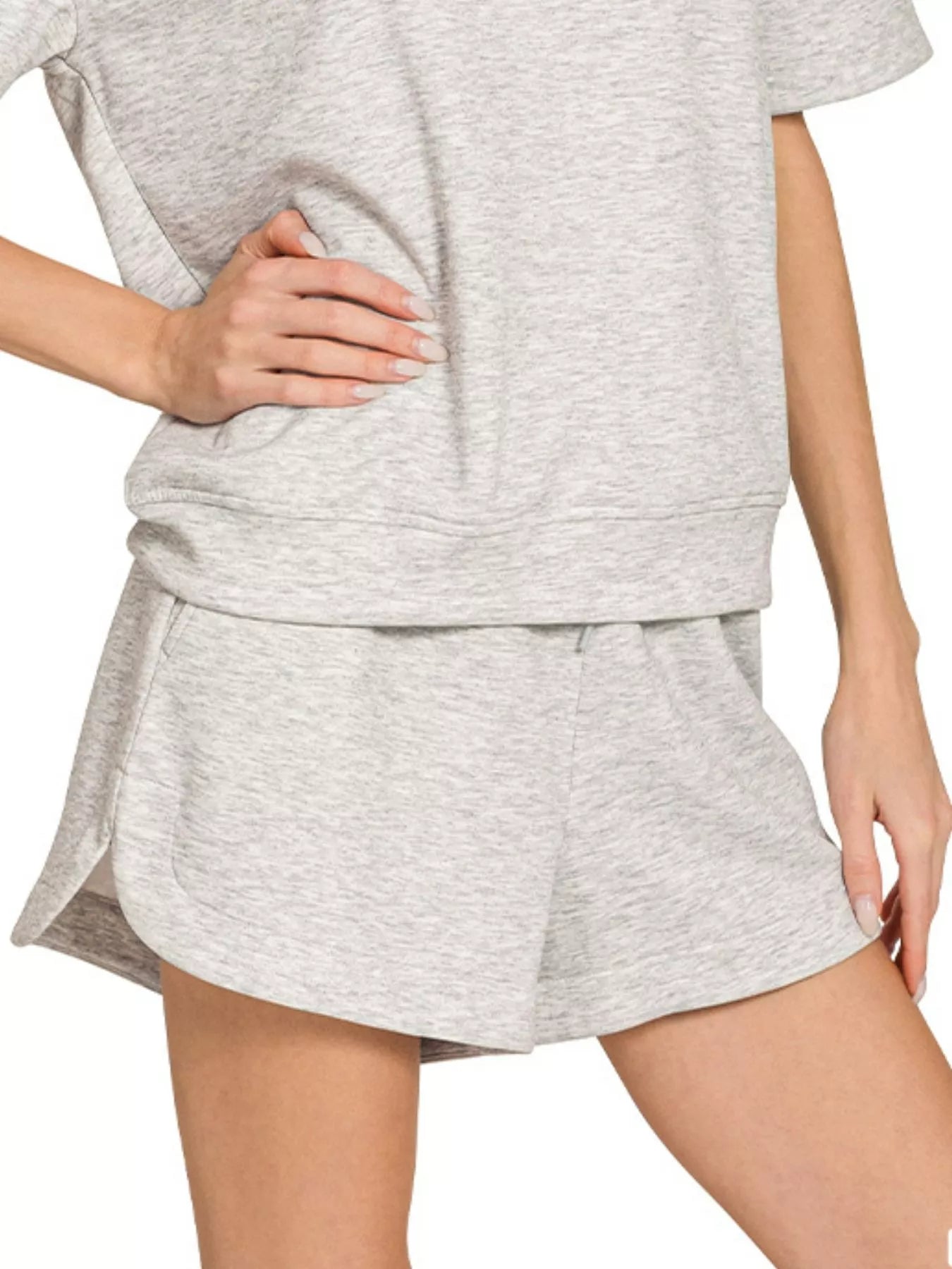 Zenana Scuba Short Sleeve Top & Shorts Set Trendsi