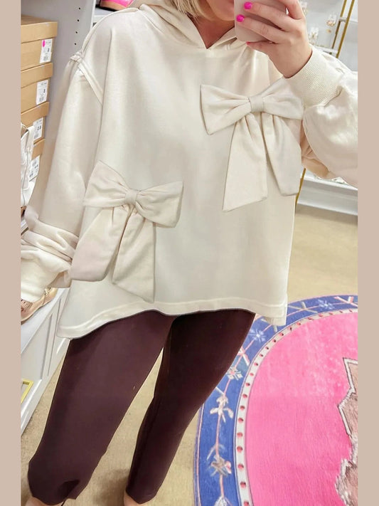 Bow Detail Dropped Shoulder Oversized Hoodie