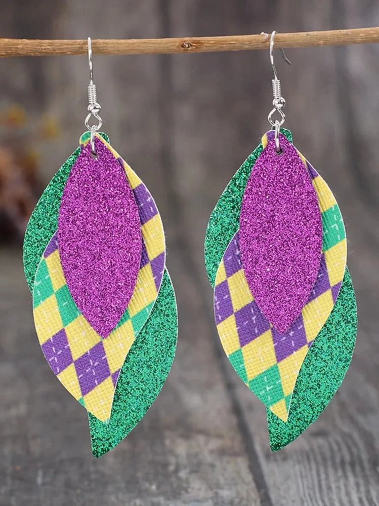 PU Leather Leaf Dangle Earrings nicholesgifts