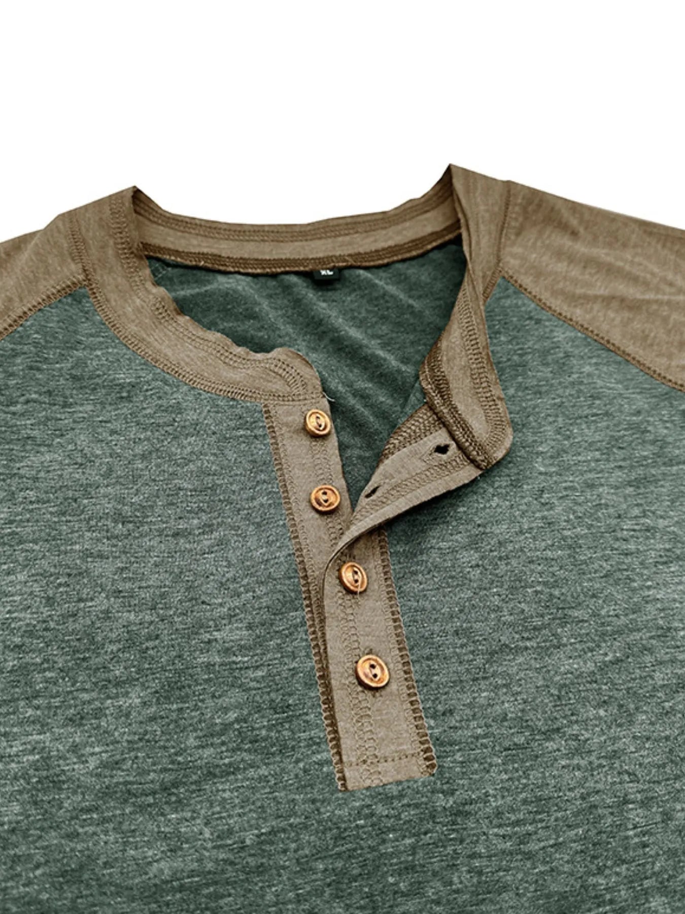 Men's Raglan Henley Color Block T-Shirt Trendsi