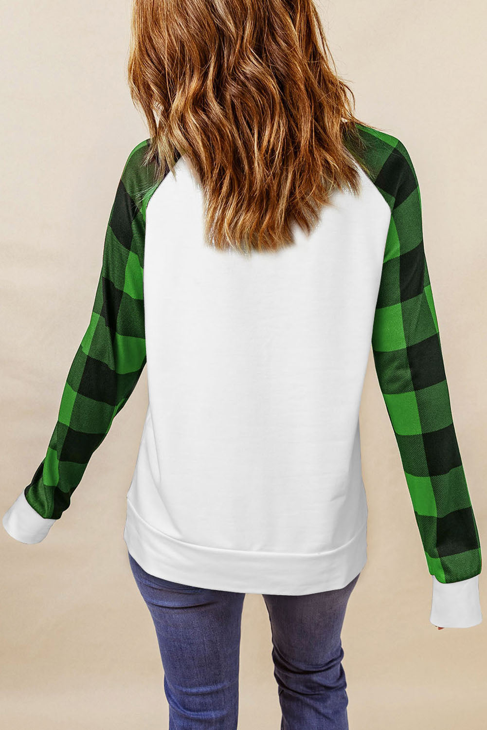 Women Lucky Clover Sequin Round Neck Sweatshirt NicholesGifts