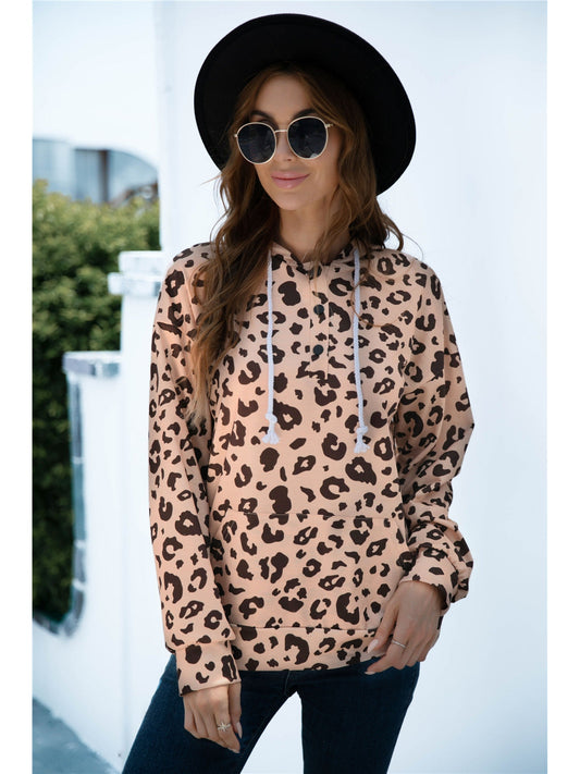 NicholesGifts Women Full Size Printed Quarter-Snap Drop Shoulder Hoodie