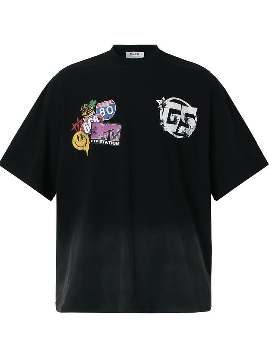 Men's Graphic Round Neck Oversized T-Shirt Trendsi