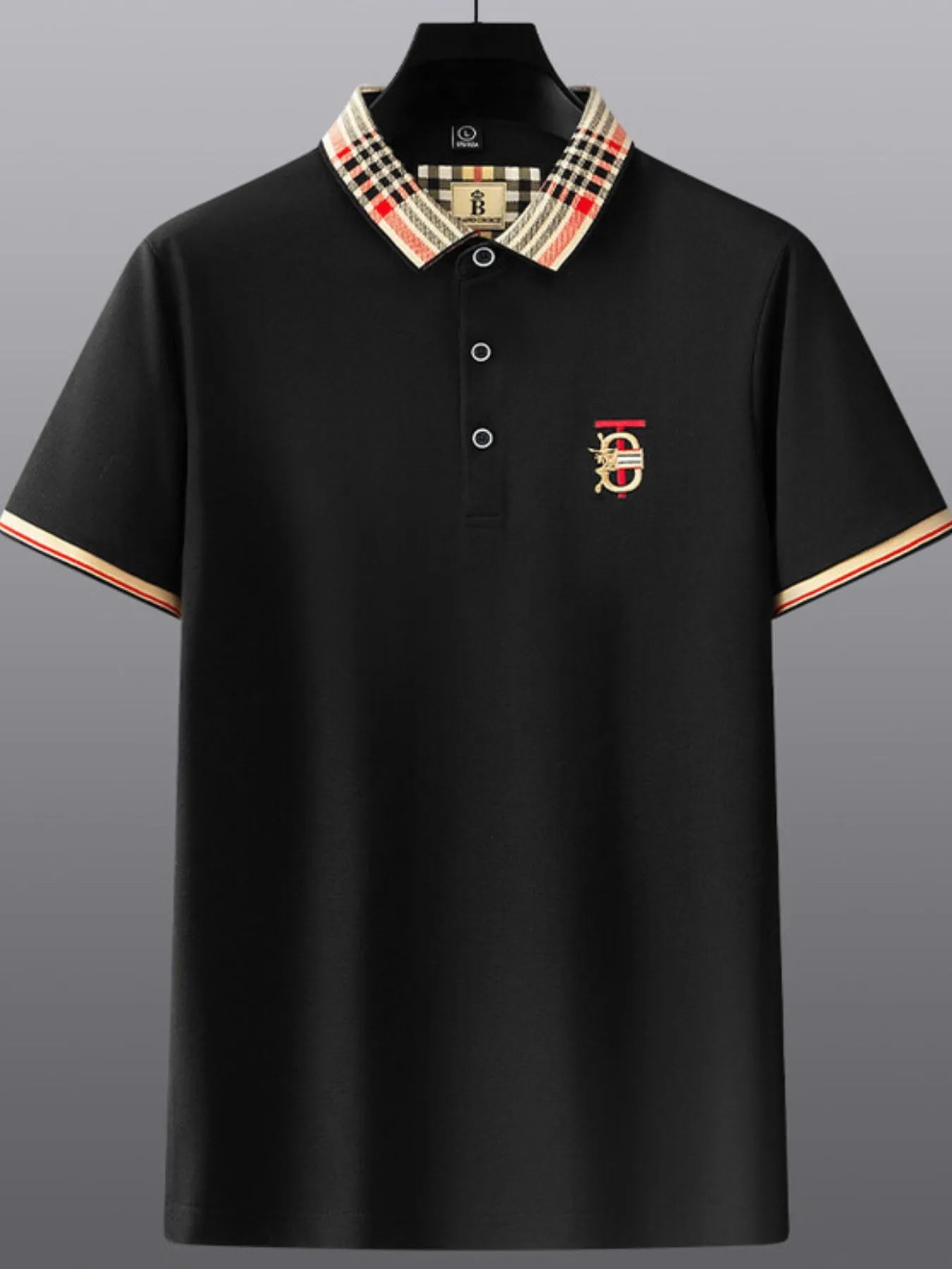 Men's Plus Size Classic Plaid Collar Casual Polo Shirt nicholesgifts