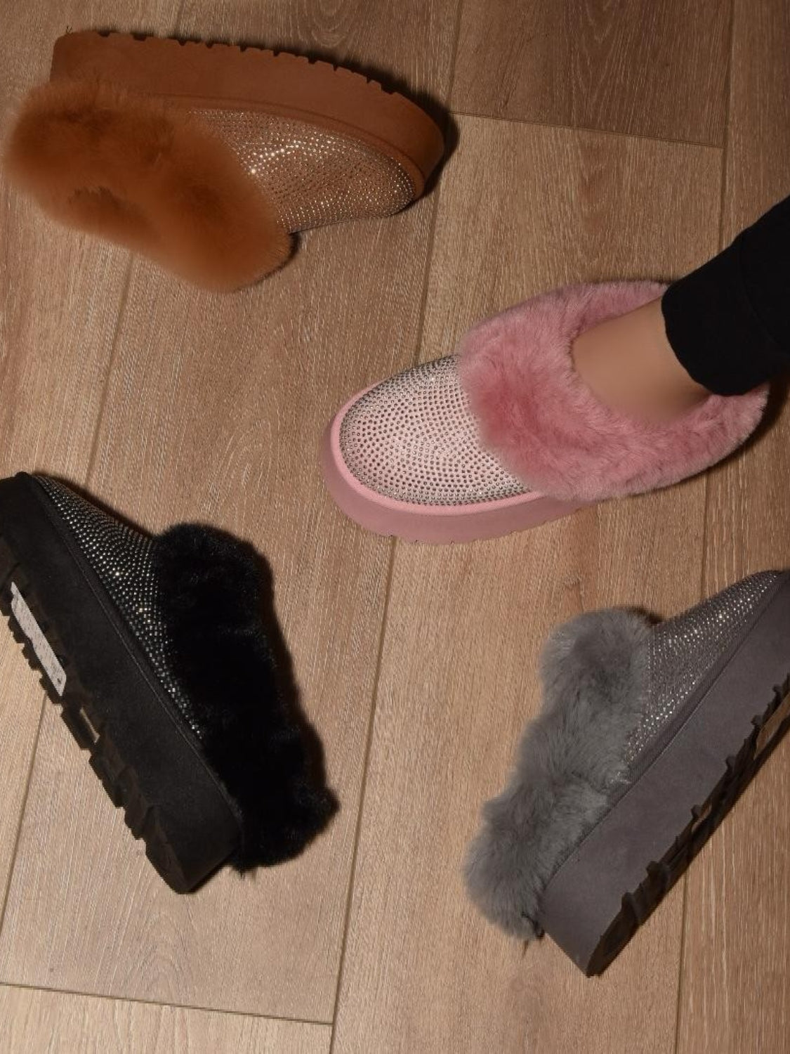 Women WILD DIVA Embellished Faux Fur Platform Booties NicholesGifts