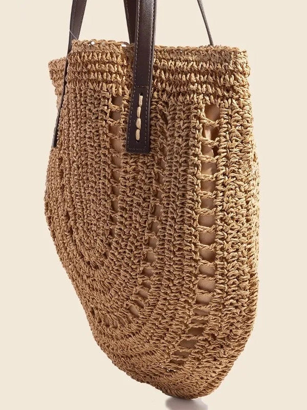 Fame Straw Braided Rounded Tote Bag
