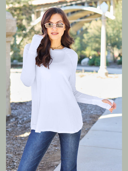 Women Basic Bae Full Size Round Neck Long Sleeve T-Shirt NicholesGifts