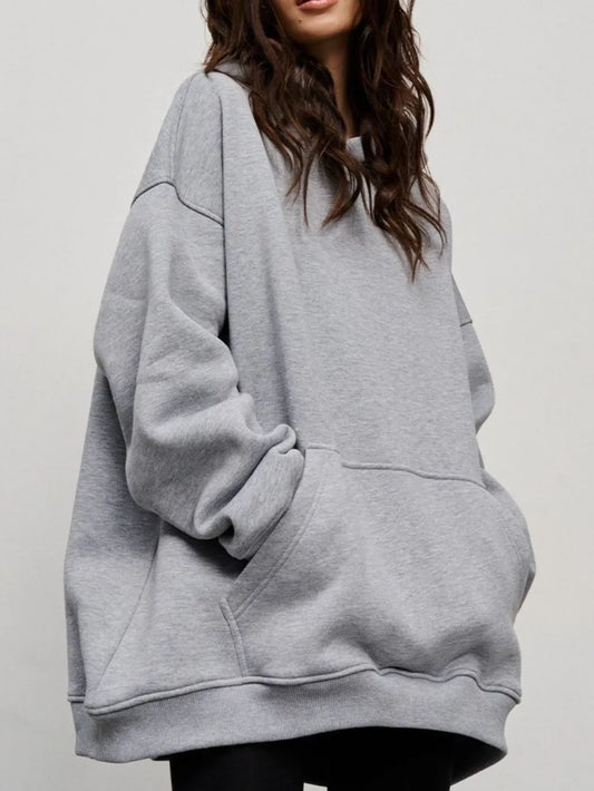 Pocketed Dropped Shoulder Long Sleeve Hoodie nicholesgifts