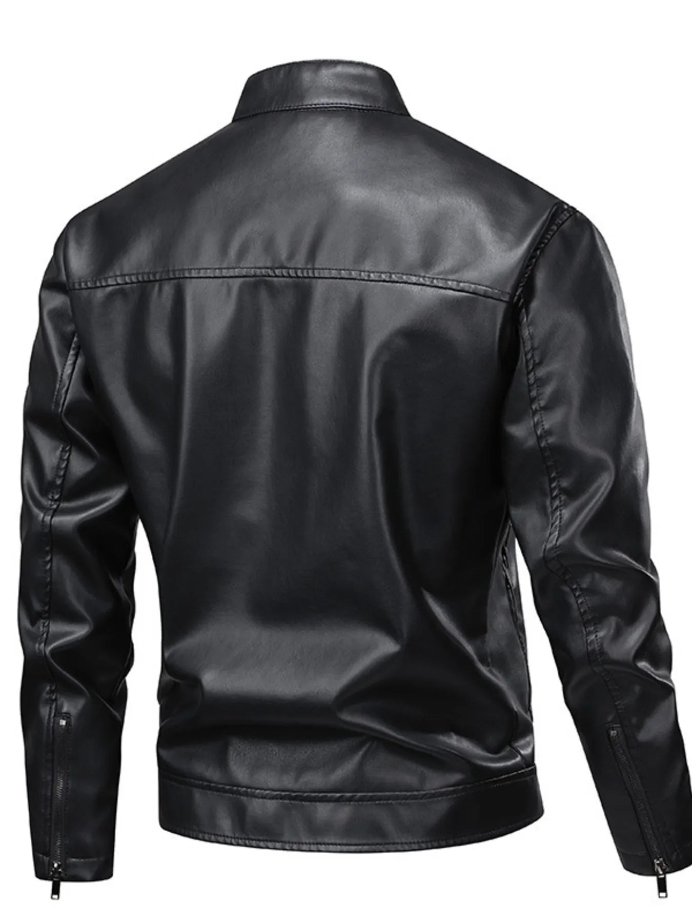 Men's Full Size Leather Zip Up Jacket Plus Size Trendsi