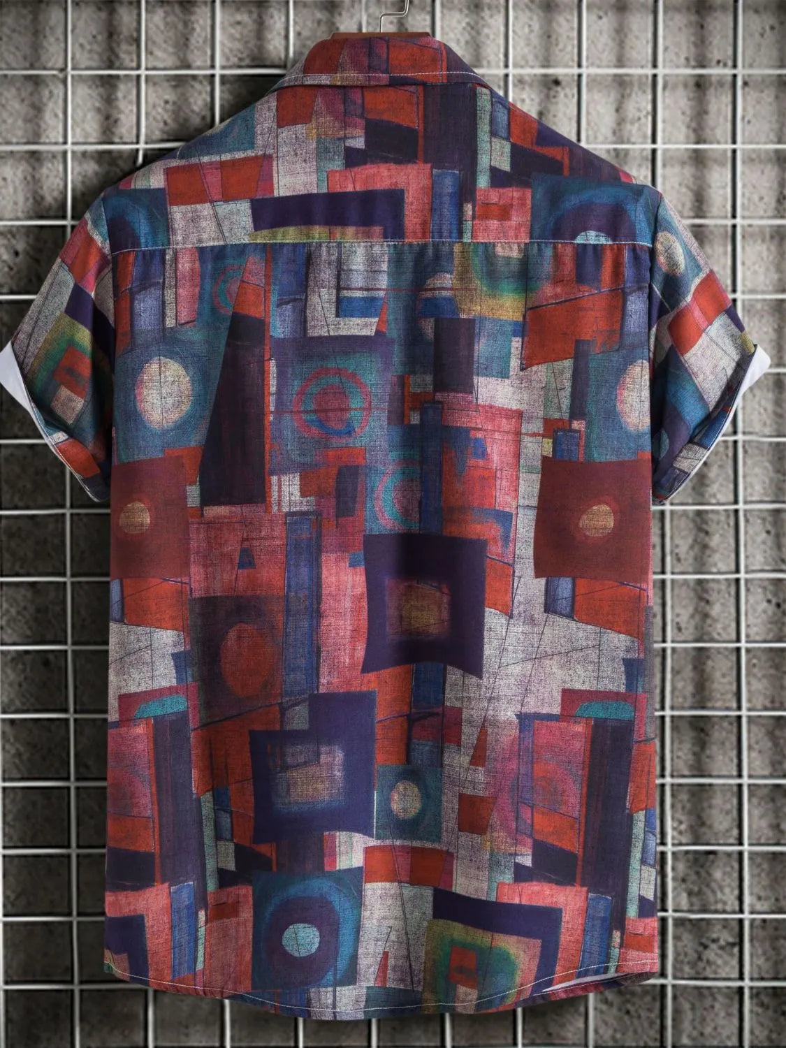 Men's Geometric Short Sleeve Button Down Shirt NicholesGifts