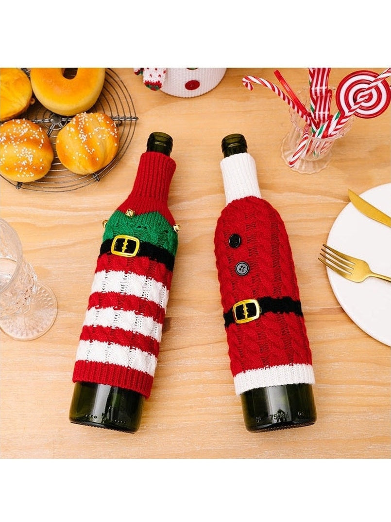 2-Piece Cable-Knit Wine Bottle Covers
