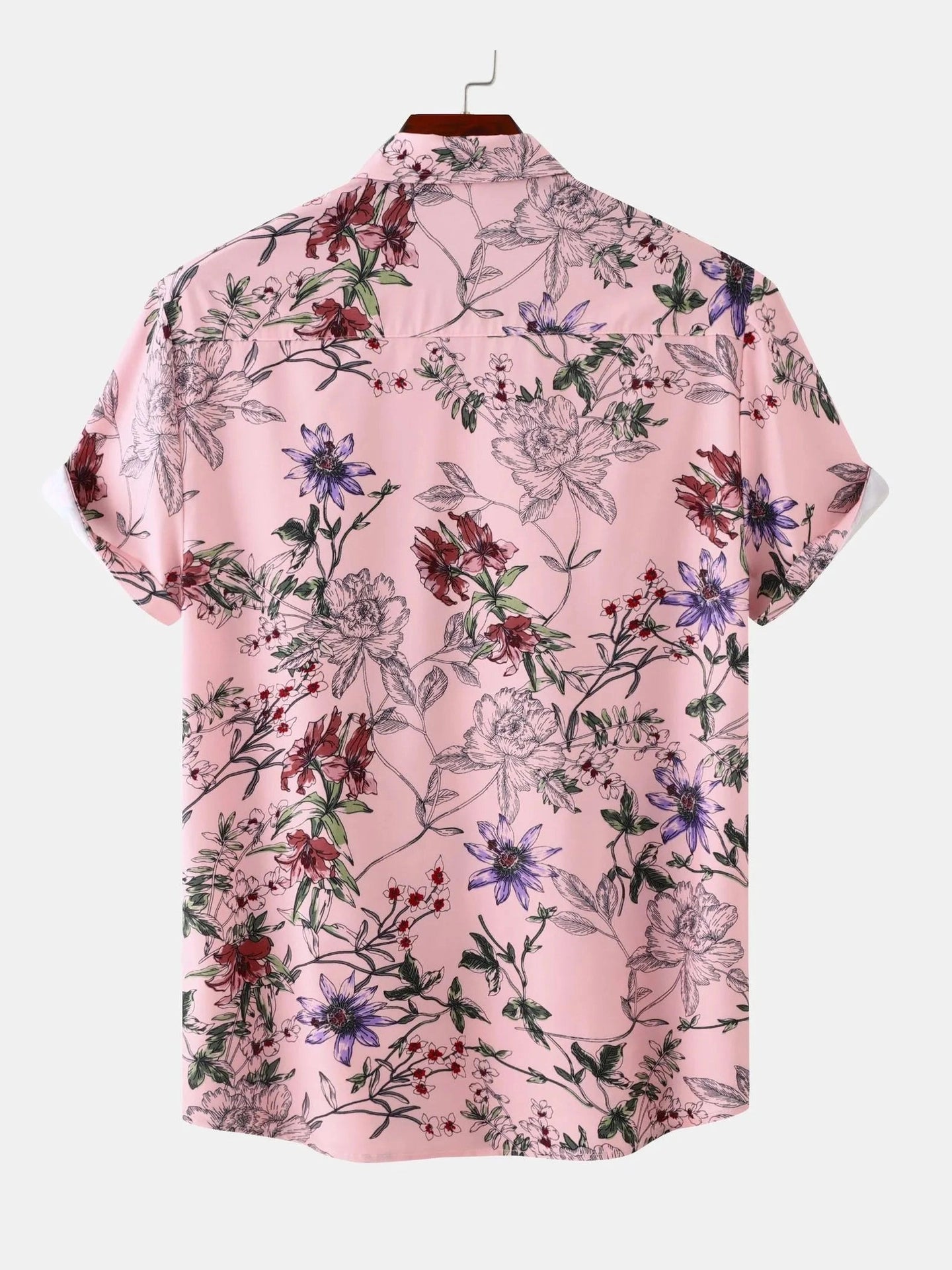 Men's Plus Size Floral Print Short Sleeve Button Down Casual Shirt Trendsi