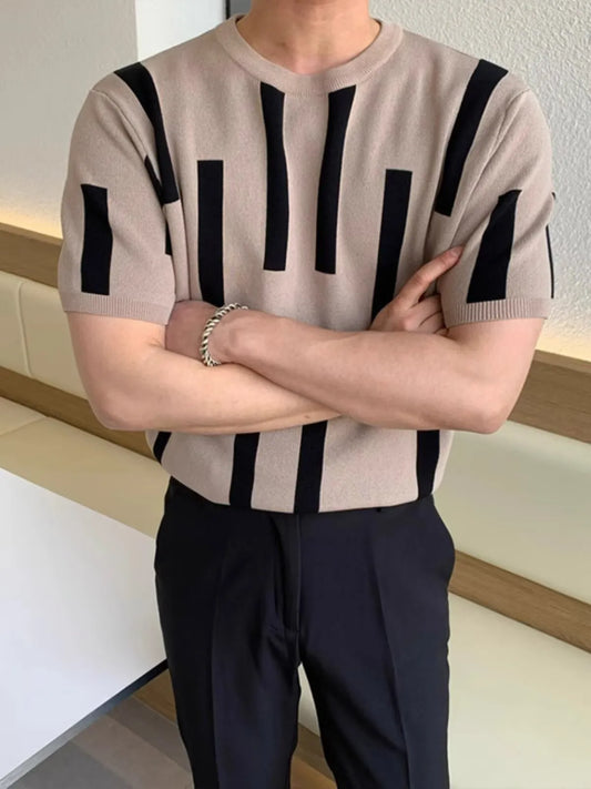 Men's Plus Size Color Block Round Neck Short Sleeve Knit T-Shirt NicholesGifts