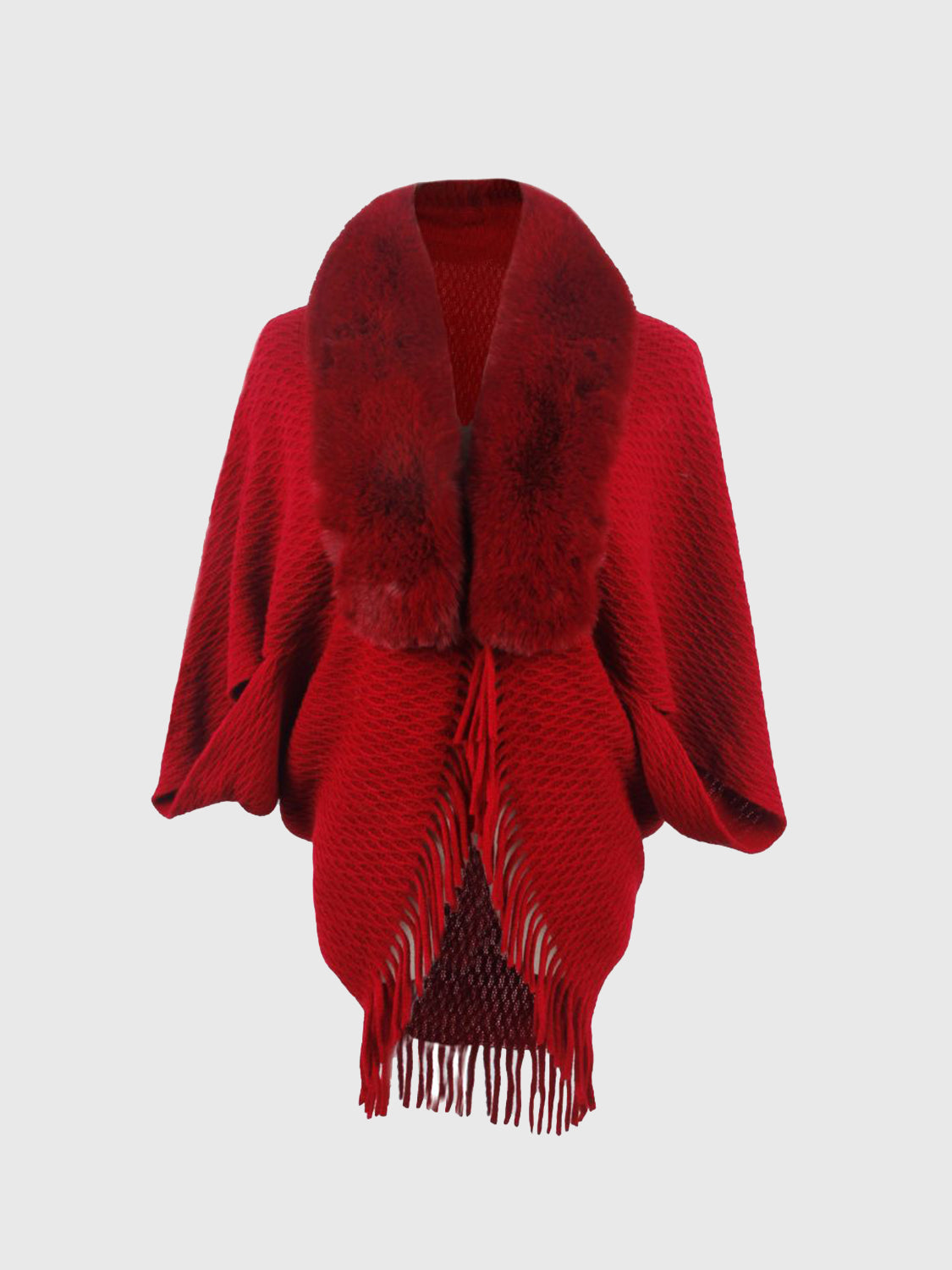 NicholesGifts Women Open Front Fringe Hem Poncho NicholesGifts