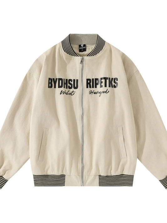 Men's Striped Hem Zip Up Jacket NicholesGifts