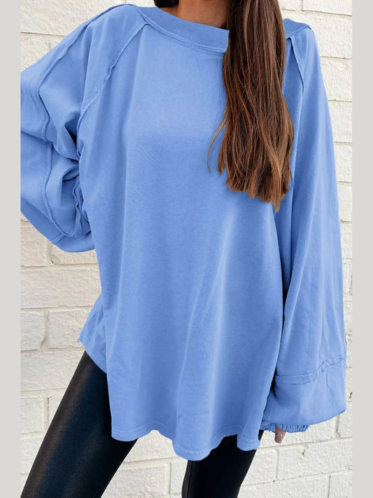 Oversized Washed Crewneck Sweatshirt nicholesgifts