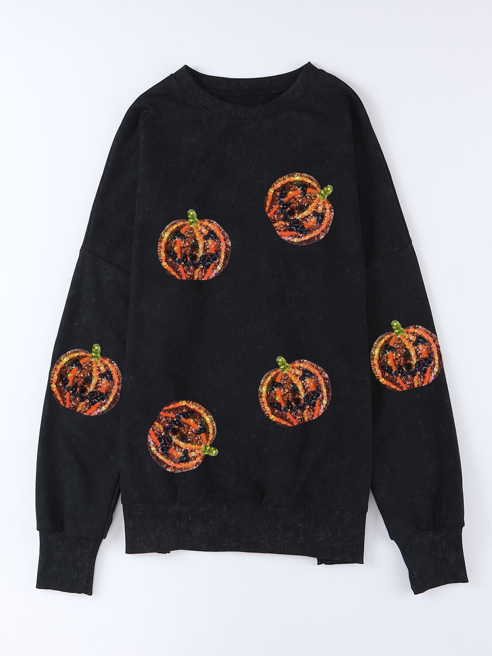 Pumpkin Print Dropped Shoulder Sweatshirt nicholesgifts