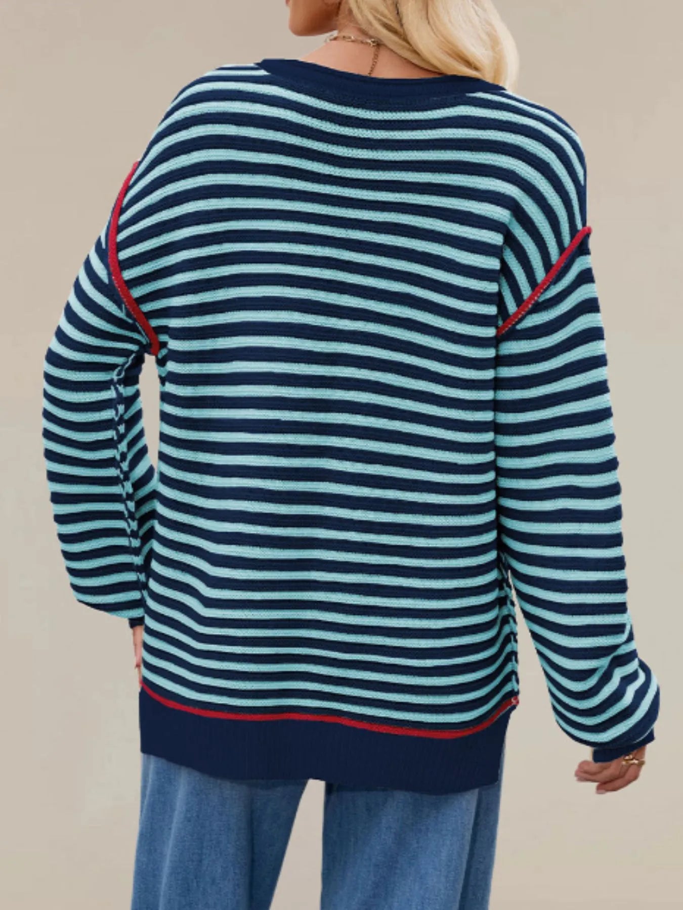 Slit Striped Oversized Sweater