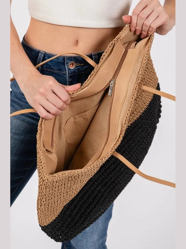 Fame Straw Braided Beach Tote Bag NicholesGifts