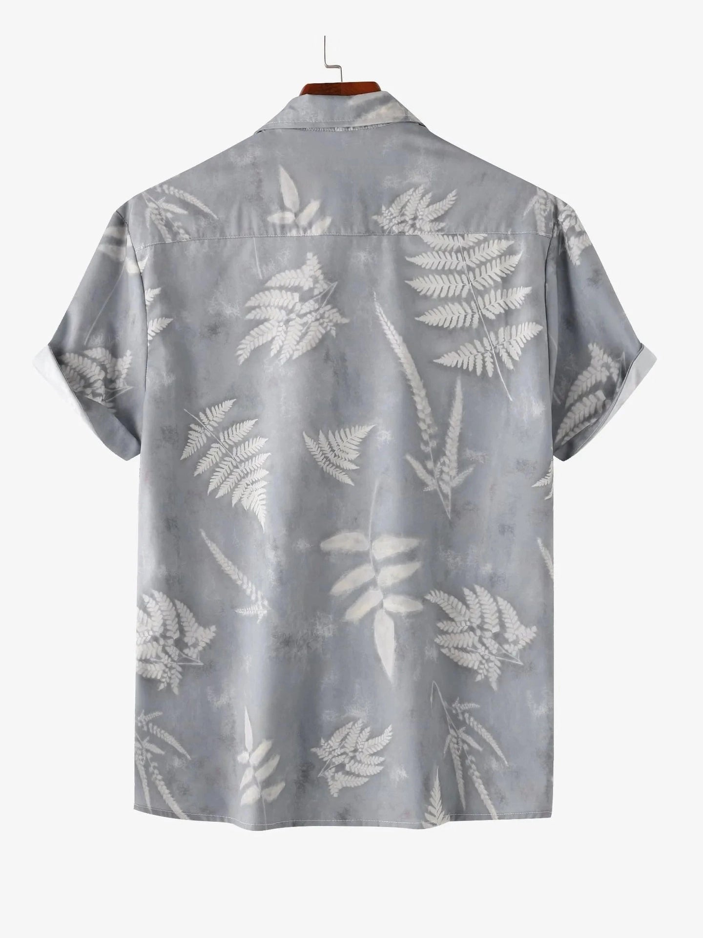 Men's Casual Fern Print Short Sleeve Button-Up Shirt Trendsi