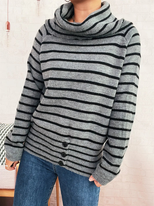 Striped Turtleneck Long Sleeve Sweater