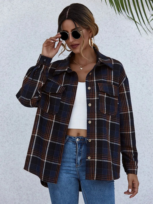 Plaid Button-Up Long Sleeve Shirt NicholesGifts