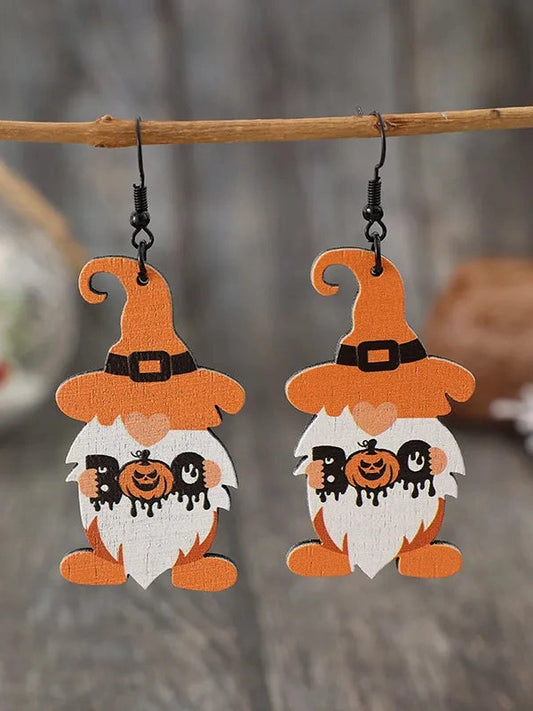Wooden Dwarfs Pumpkin Dangle Earrings