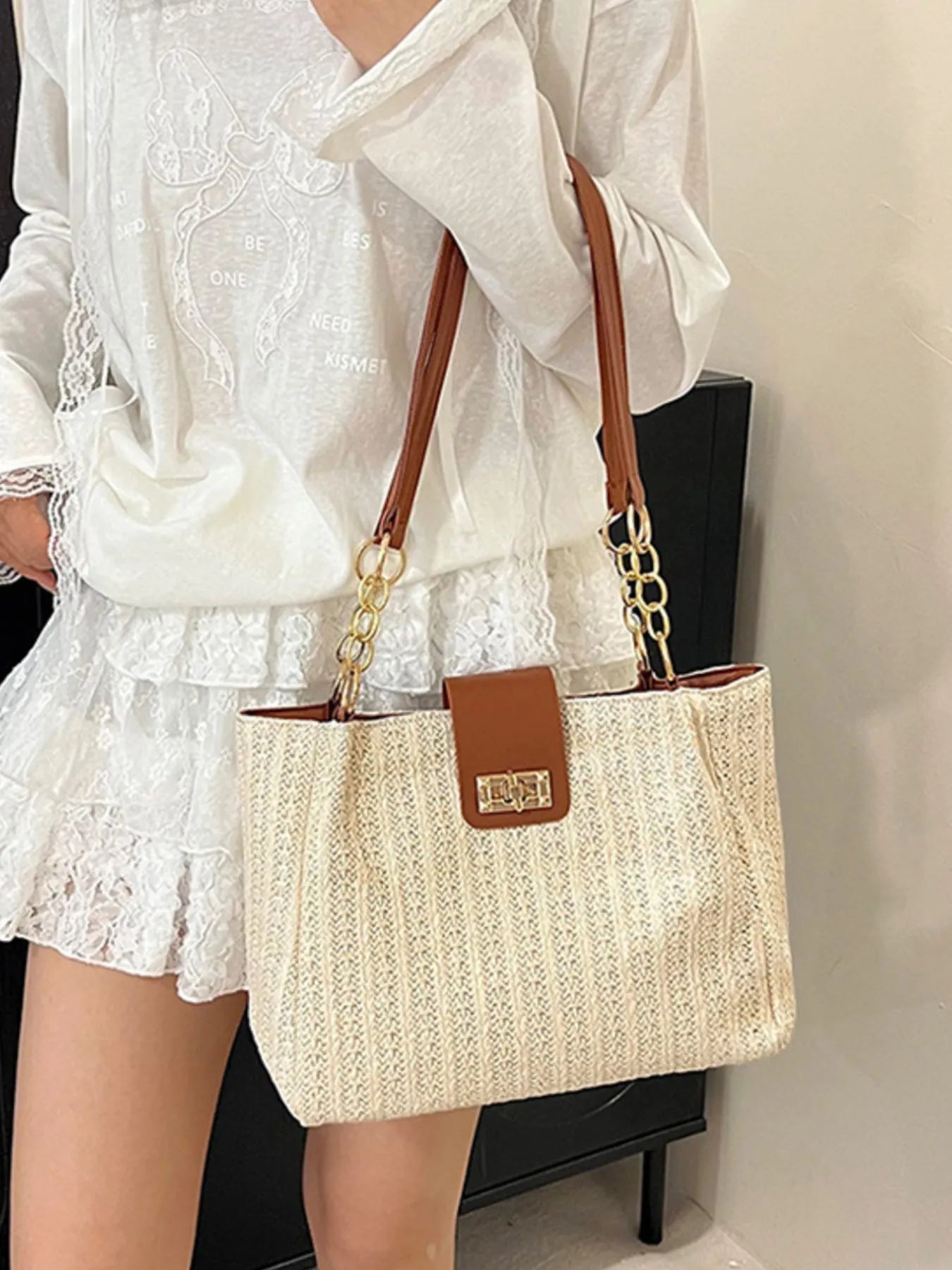Woven Straw Shoulder Bag Trendsi