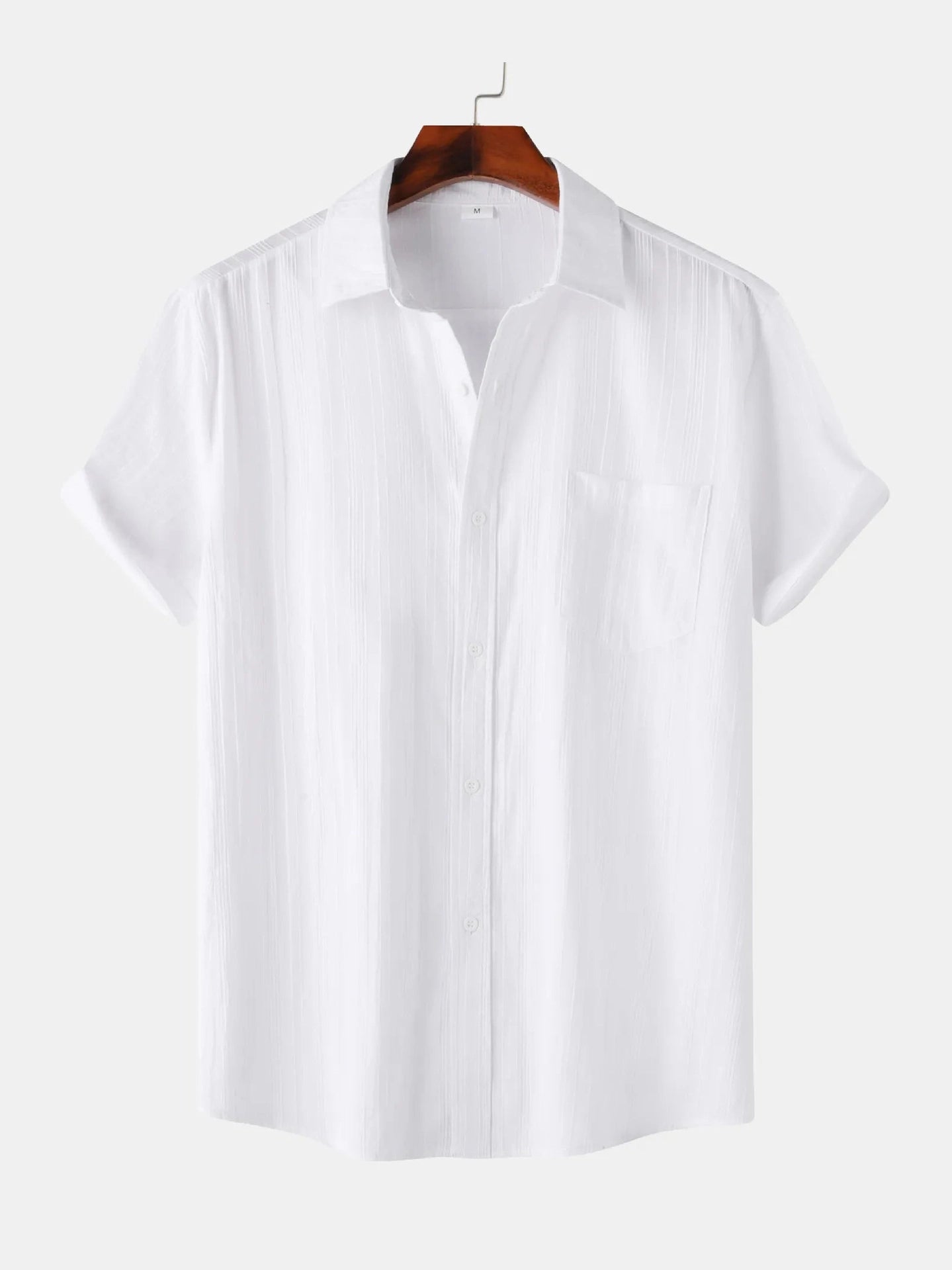 Men's Short Sleeve Button Down Shirt with Chest Pocket Trendsi