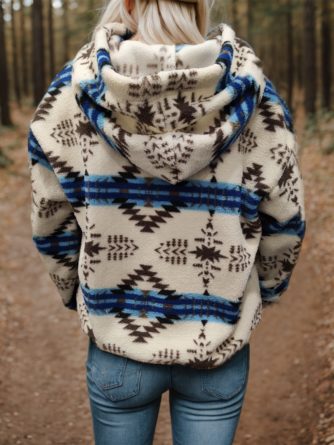 NicholesGifts Women Shiny Geometric Half Zip Drawstring Long Sleeve Hoodie nicholesgifts