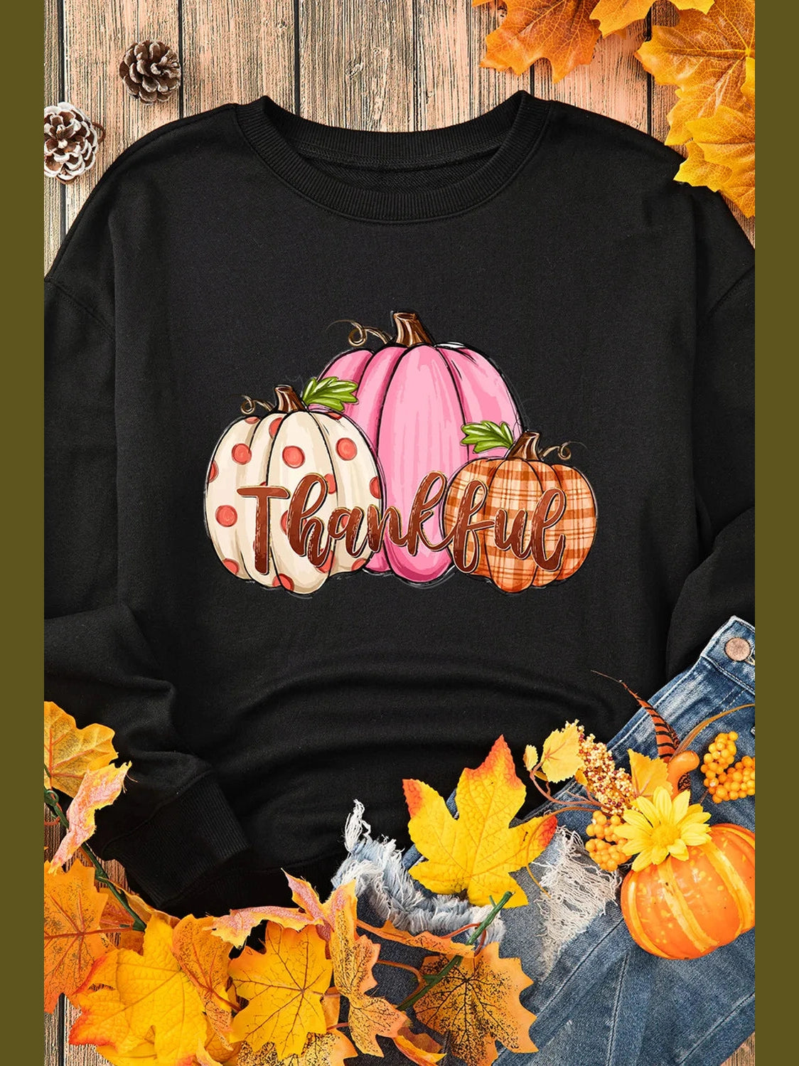 Pumpkin Graphic Round Neck Dropped Shoulder Sweatshirt
