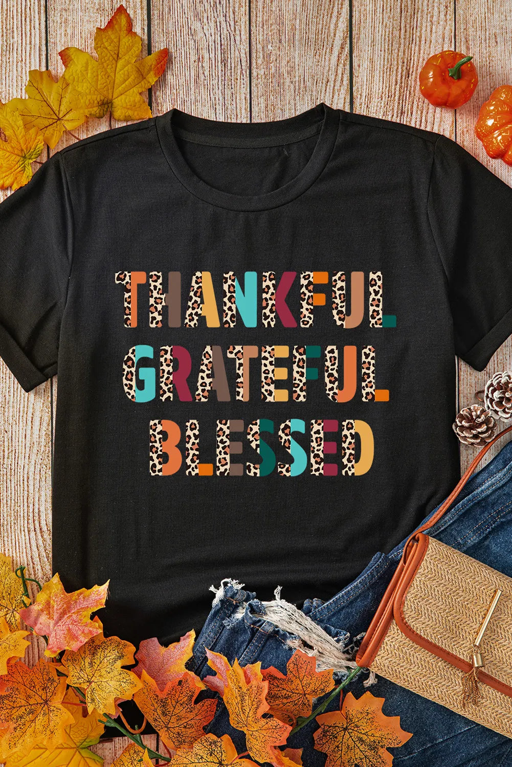 Letter Graphic Round Neck Short Sleeve T-Shirt NicholesGifts