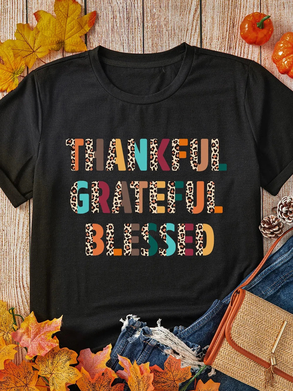 Letter Graphic Round Neck Short Sleeve T-Shirt NicholesGifts