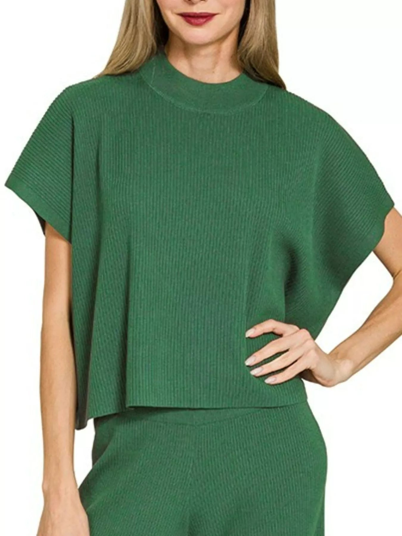 Zenana Viscose Sweater Short Sleeve Top and Pants Set NicholesGifts