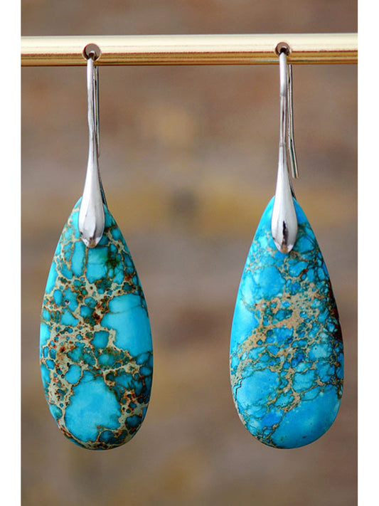 Handmade Teardrop Shape Natural Stone Dangle Earrings