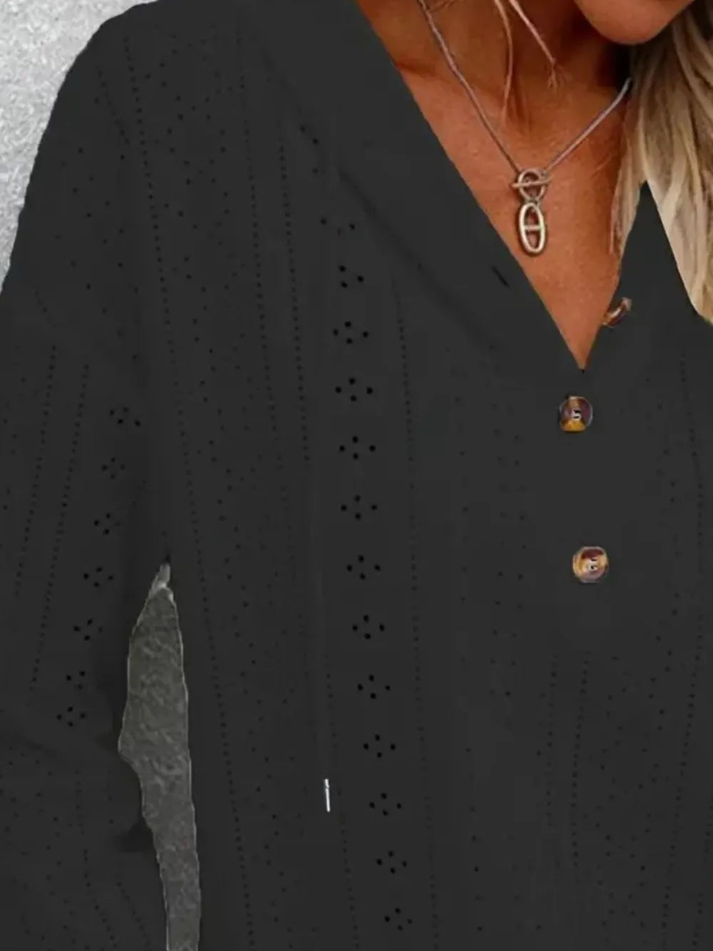 Drawstring Eyelet Long Sleeve Hoodie Trendsi