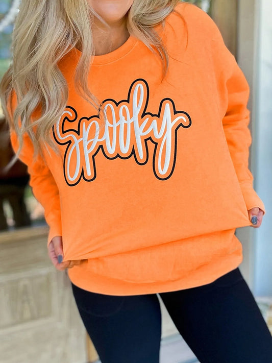 Spooky Round Neck Long Sleeve Sweatshirt